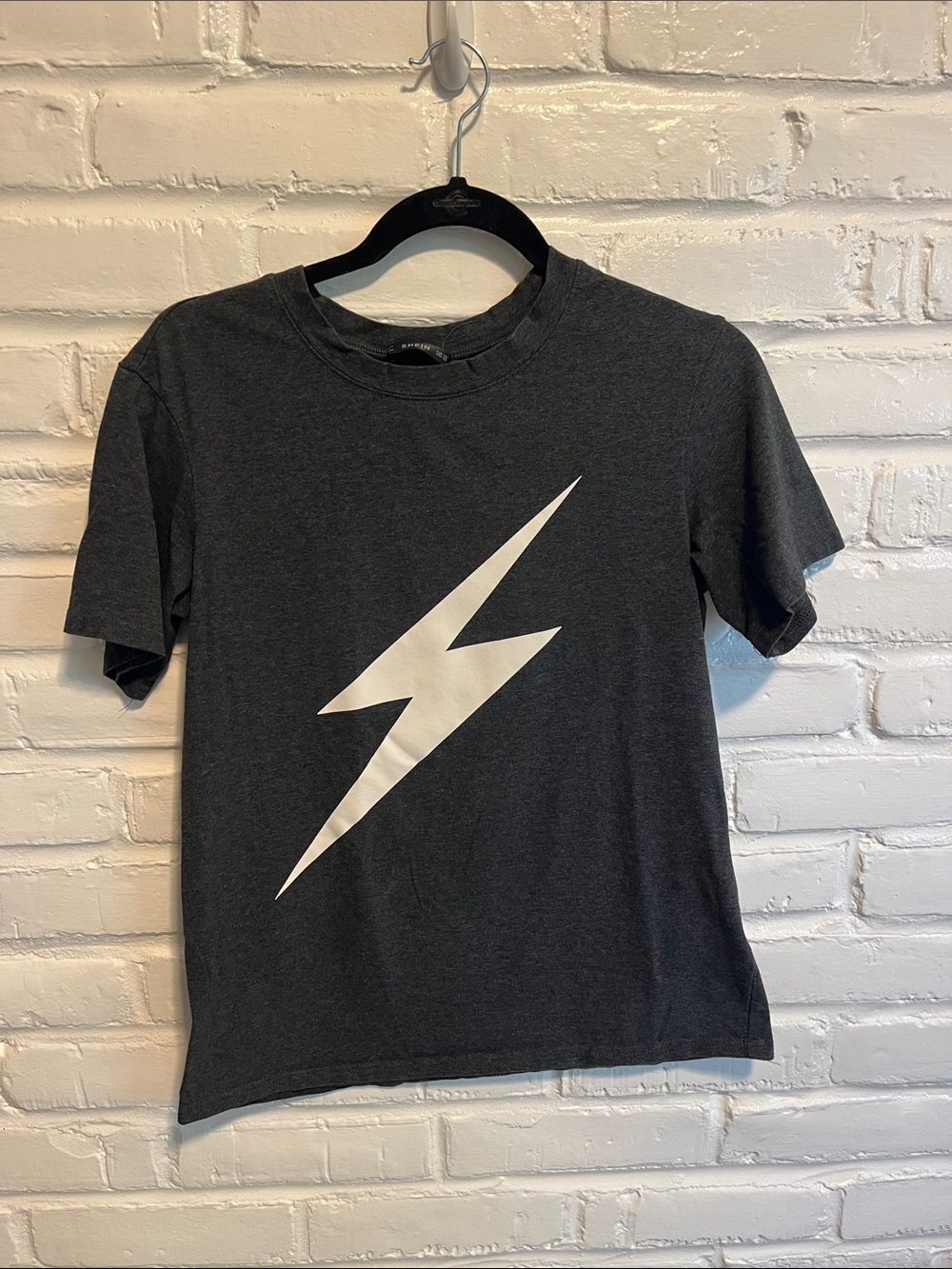 SHEIN Charcoal Gray Crewneck Tee with Brand Tag